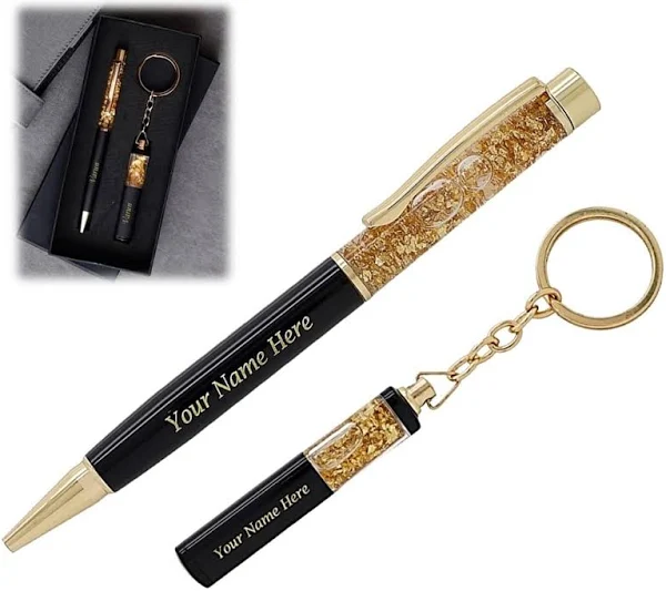 CrownLit Polycarbonate Personalized Pen & Keychain, Best Gift For Everyone, Multicolor